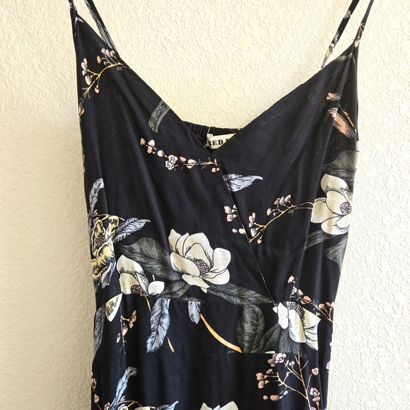 Black Floral Wrap Around Maxi Dress, Short in the front and Long in the back - Picture 3 of 8